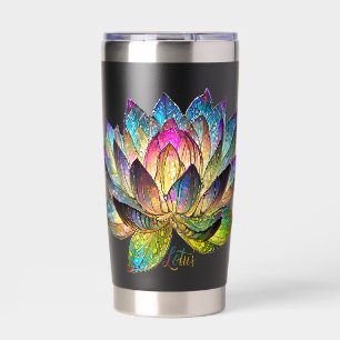 Gekleurde glas kleurrijke lotusbloem geïsoleerde drinkbeker