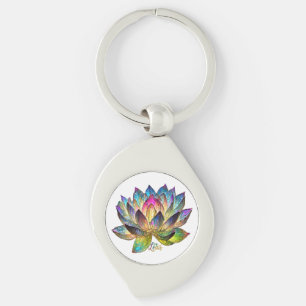 Gekleurde glas kleurrijke lotusbloem op wit sleutelhanger