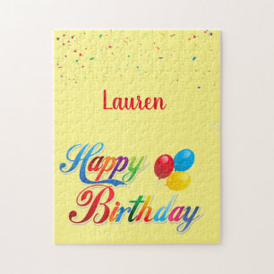 gekleurde Happy Birthday-ballonnen Legpuzzel