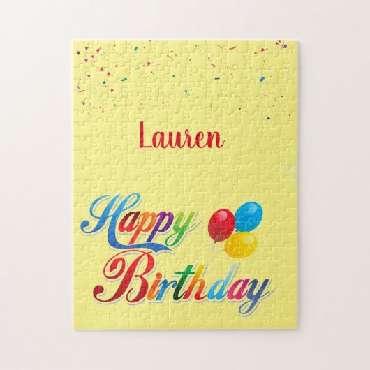 gekleurde Happy Birthday-ballonnen Legpuzzel (Verticaal)