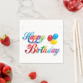  gekleurde Happy Birthday servetten (Insitu)