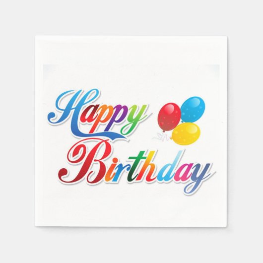  gekleurde Happy Birthday servetten (Voorkant)