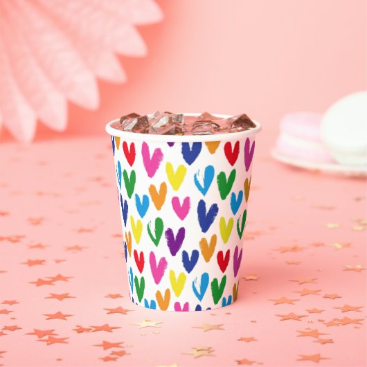 gekleurde harten papieren bekers (Insitu)