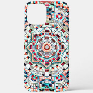 gekleurde kaleidoscoop van tegels met een ruwe tex iPhone 12 pro max hoesje