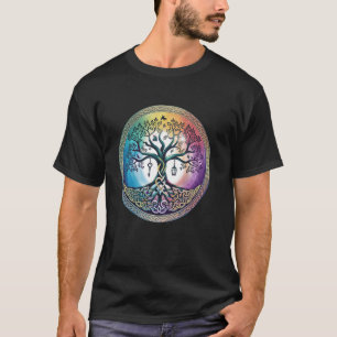 gekleurde levensboom Odin Northman Valhalla Norse T-shirt