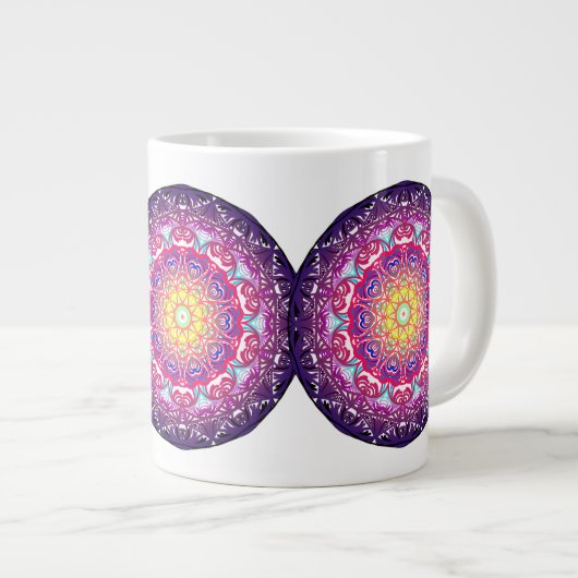 Gekleurde mandala extra grote beker (Voorkant rechts)