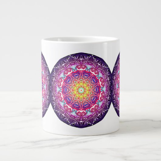 Gekleurde mandala extra grote beker (Voorkant)
