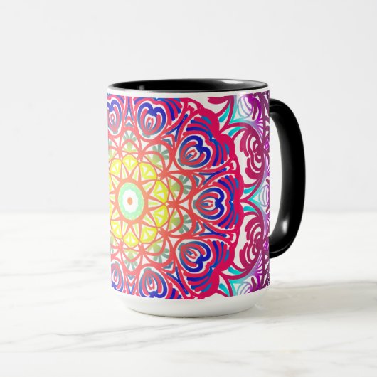 Gekleurde mandala mok (Voorkant rechts)