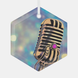  gekleurde microfoon 7 glas ornament