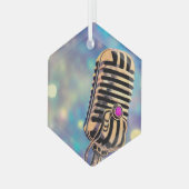  gekleurde microfoon 7 glas ornament (Voorkant links)