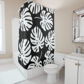 Gekleurde Monstera bladeren Bloemen Abstract Douchegordijn (In situ)