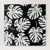 Gekleurde Monstera bladeren Bloemen Abstract Legpuzzel (Horizontaal)