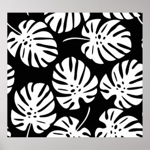 Gekleurde Monstera bladeren Bloemen Abstract Poster