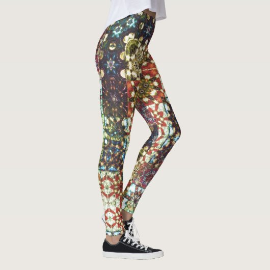 gekleurde ondoorzichtige kaleidoscoop mozaïek leggings (Rechts)
