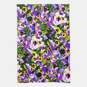 gekleurde pansierbloemen theedoek
