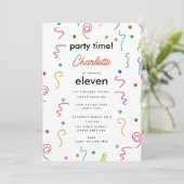 Gekleurde Partij Confetti Verjaardagsfeest Tijd Kaart (Staand voorkant)