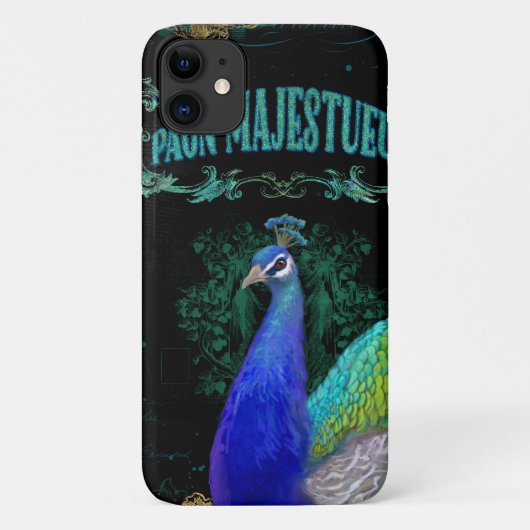  gekleurde peacock  Blauwe Typografie Case-Mate iPhone Case (Achterkant)