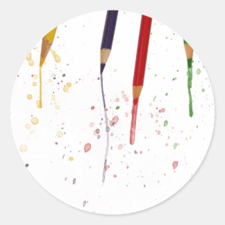 gekleurde pennen ronde sticker