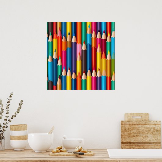 Gekleurde potloden Art Poster (Keuken)