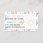Gekleurde potloden Art Teacher Witte Visitekaartje (Achterkant)