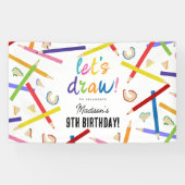 Gekleurde potloden Kinder kunst verjaardagsfeest Spandoek (Horizontaal)