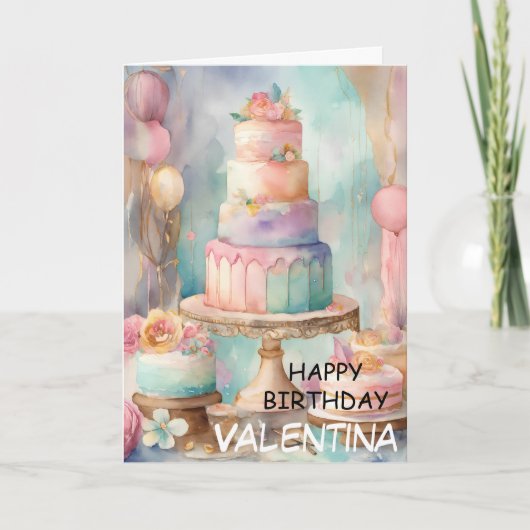 Gekleurde prinses verjaardagstaart kaart (Voorkant)