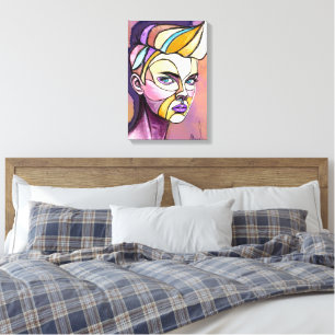 Gekleurde Punk Vrouw Canvas Print Met Schildering