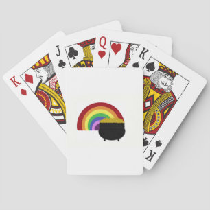 gekleurde regenboog en goudpit pokerkaarten