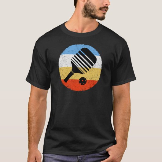 gekleurde Retro Pickleball T-shirt (Voorkant)