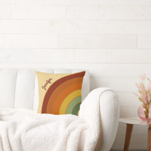 Gekleurde retrocessiegeleerde regenboognaam kussen