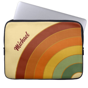 Gekleurde retrocessiegeleerde regenboognaam laptop sleeve