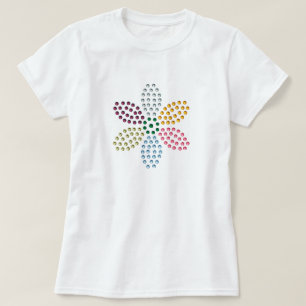 gekleurde Rhinestone Flower Tee Shirt