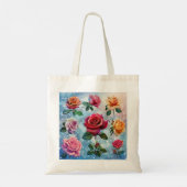 Gekleurde Rozen Digitale Kunst Tote Bag (Achterkant)