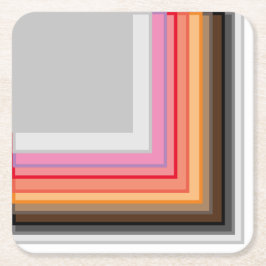 gekleurde strepen en vierkantjes vierkante kartonnen onderzetter