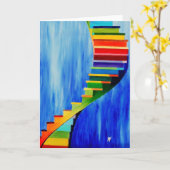 gekleurde treden - Wenskaart Kaart (Gele Bloem)