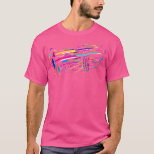 Gekleurde Trompetten Pop Art Trompet Speler T-shirt