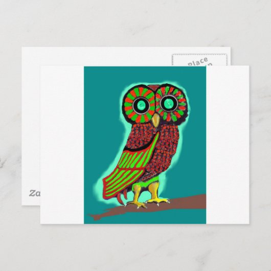 gekleurde uil briefkaart (Voorkant / Achterkant)