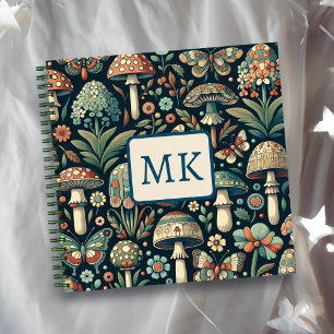  gekleurde vlinders, paddenstoelen en bladeren notitieboek