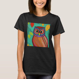 Gekleurde Volkskunst Abstractieve Uil T-shirt