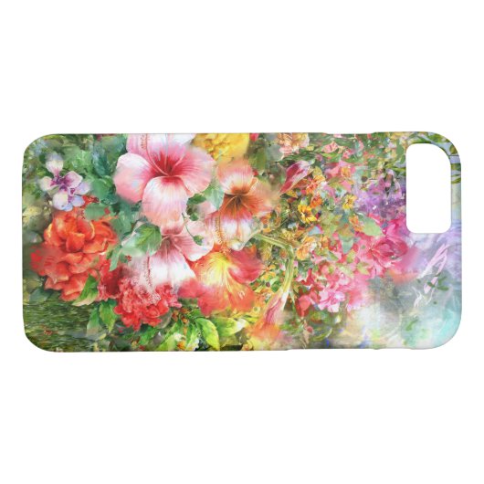  gekleurde Waterverf Bloemen Case-Mate iPhone Case (Achterkant (Horizontaal))