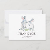 gekleurde Waterverf Bunny en Groene bladeren Bedankkaart (Voorkant)