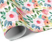 gekleurde Waterverf Floral Pattern Gift Cadeaupapier (Rol Hoek)
