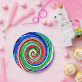 gekleurde werveling papieren bordje (Feest)