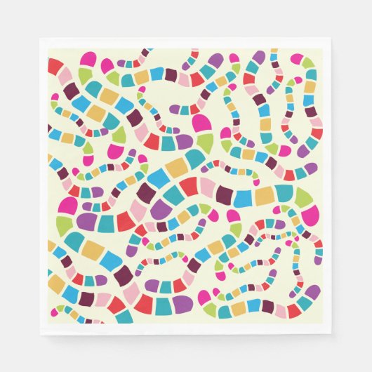 Gekleurde wormen Papieren servetten (Voorkant)