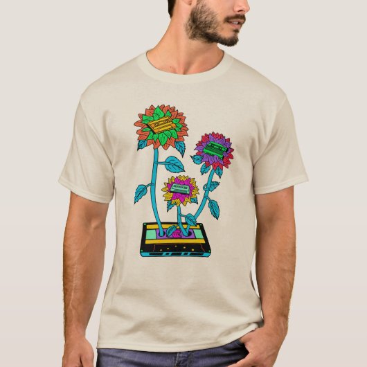 Gekleurde Zonnebloem Cassette T-shirt (Voorkant)