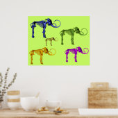 Gekleurde zoogdierskeletten poster (Keuken)