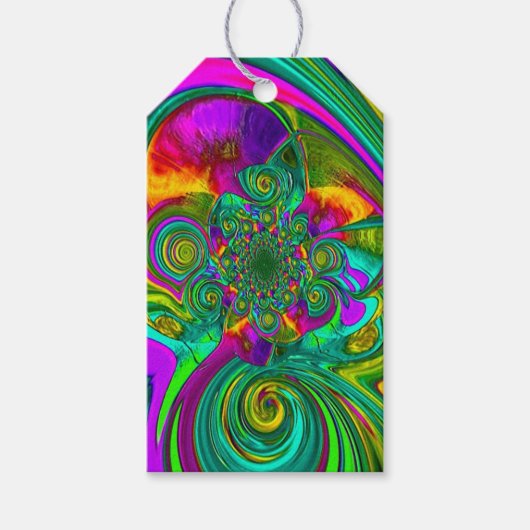 "Gekleurde zwitjes met kleurcode" Labels met twijn Cadeaulabel (Voorkant)