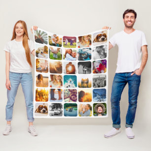 Geklonken vierkant fotocollage fleece deken