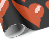 Geklonterde draak uit hart op zwarte achtergrond cadeaupapier (Rol Hoek)