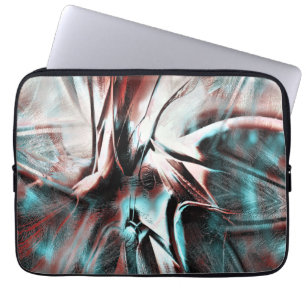 geknikt bruin rood tot blauw pixelated drizzle tex laptop sleeve